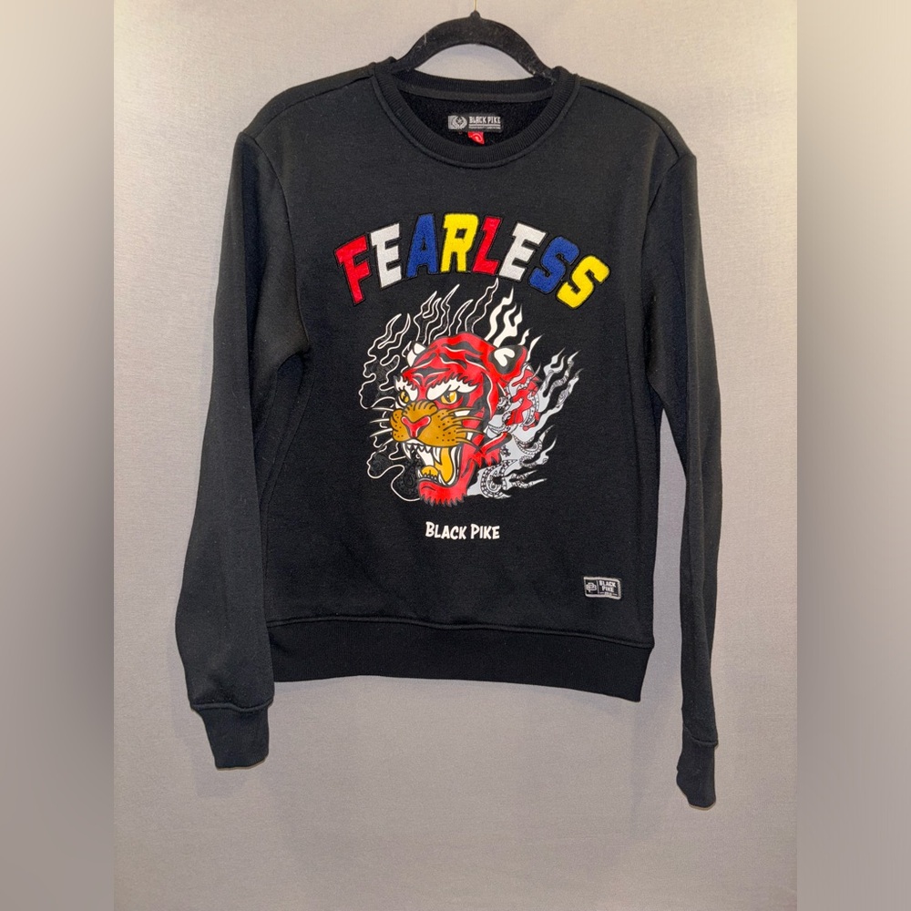 Black pike fearless sweatshirt size small tiger emo grunge skater